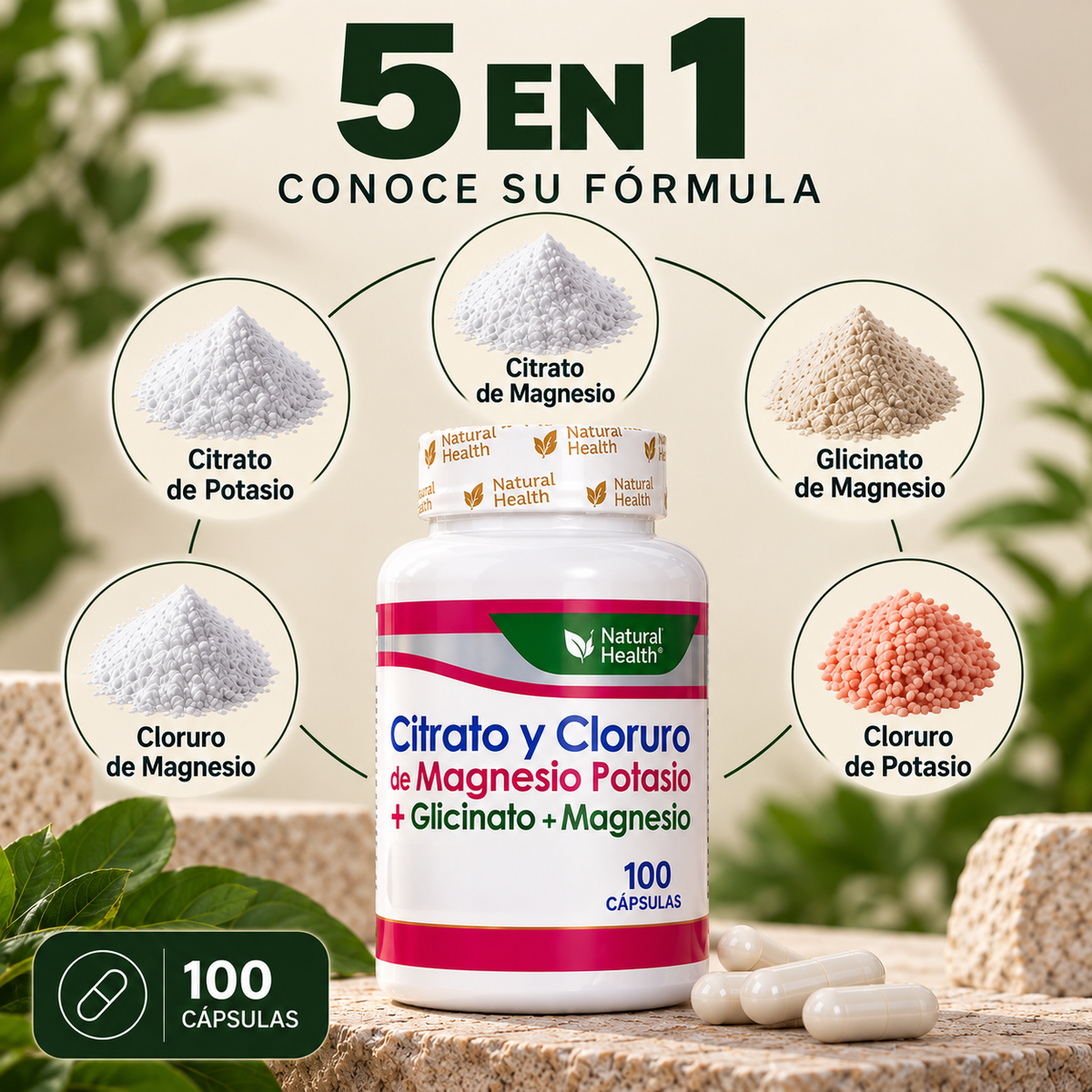 Magnesio 5 en 1 | 100 cápsulas